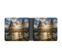 KHAUERBC Gold Falling between The Trees - Cartera de piel sintética ultra suave para hombre, fácil de llevar, cartera para hombre, diseño compacto, cartera de piel sintética para hombre, diseño