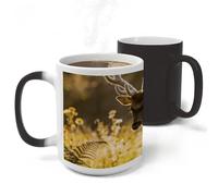 KHAUERBC Graceful Deer with Antlers in Nature - Taza de café de cerámica, 481.9 g, taza de viaje de café de gran capacidad, tazas de té con asa para oficina/hogar, unisex, apta para lavavajillas y