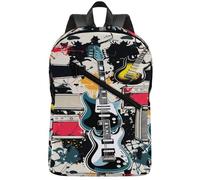 KHAUERBC Mochila casual colorida con patrón de música rock, mochila de senderismo, delgada, resistente, mochila para laptop para fin de semana, senderismo