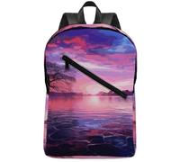 KHAUERBC Mochila casual colorida con puesta de sol púrpura en el agua, mochila de senderismo, delgada, resistente, mochila para laptop para fin de semana, senderismo