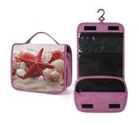 KHAUERBC Neceser con diseño de estrella de mar roja para hombres y mujeres, organizador portátil para maquillaje, bolsa de cosméticos para accesorios, champú, contenedor de tamaño completo, artículos
