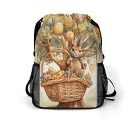 KHAUERBC Rabbit on The Tree - Mochila con cordón para adultos, bolsa de gimnasio con compartimento para zapatos, mochila de senderismo con bolsillos laterales de malla