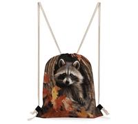 KHAUERBC Raccoon in The Fall Tree Hole - Bolsa de cordón a prueba de salpicaduras, bolsa de gimnasio con correas ajustables, mochila para deportes, gimnasio, viajes, natación