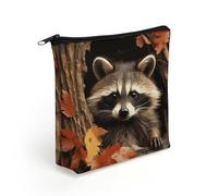 KHAUERBC Raccoon in The Fall Tree Hole - Bolsa de maquillaje con cremallera para adultos, pequeña bolsa de maquillaje ligera, bolsas de cosméticos para artículos esenciales de viaje