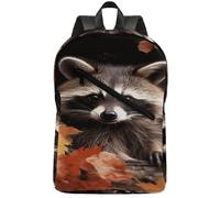 KHAUERBC Raccoon in The Fall Tree Hole - Mochila informal colorida para senderismo, delgada, resistente, mochila para laptop para fin de semana, senderismo