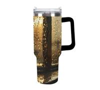 KHAUERBC Rain Hits The Window Tazas con popote y asa, taza de café con aislamiento al vacío de doble pared, botellas de agua para café helado, té, bebida caliente y fría