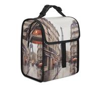 KHAUERBC Rainy Street in Paris - Bolsa de almuerzo con doble compartimento a prueba de fugas, bolsa aislada con asa, bolsa de almuerzo para el trabajo y viajes