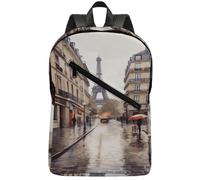 KHAUERBC Rainy Street in Paris - Mochila informal colorida para senderismo, delgada, resistente, mochila para laptop para fin de semana, senderismo