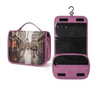 KHAUERBC Rainy Street in Paris Neceser para hombres y mujeres, organizador portátil con gancho para colgar, bolsa de cosméticos para accesorios, champú, contenedor de tamaño completo, artículos de