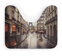 KHAUERBC Rainy Street in Paris - Tapetes para inodoro en forma de U, resistentes a la suciedad, forro polar coral, antideslizante, atrapasuciedad, impermeable, superabsorbente, fácil de limpiar.