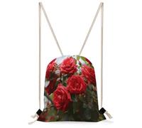 KHAUERBC Red Roses Bush in The Garden - Bolsa con cordón a prueba de salpicaduras, bolsa de gimnasio con correas ajustables, mochila para deportes, gimnasio, viajes, natación