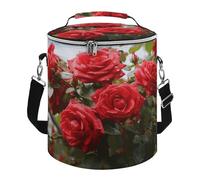 KHAUERBC Red Roses Bush in The Garden - Bolsa térmica suave con múltiples bolsillos, bolsa de playa aislada a prueba de fugas, hielera plegable para playa, viajes y trabajo