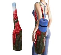 KHAUERBC Red Roses Bush in The Garden Gym Bag Oga Mat Carrier, bolsa de yoga para mujeres y hombres. Bolsa de lona ligera para yoga, pilates, estudio, entrenamiento, uso al aire libre