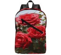 KHAUERBC Red Roses Bush in The Garden - Mochila informal colorida para senderismo, delgada, resistente, mochila para laptop para fin de semana, senderismo