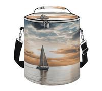 KHAUERBC Sailing Boat on The Sea - Bolsa térmica suave con múltiples bolsillos, bolsa de playa aislada a prueba de fugas, enfriador plegable para playa, viajes y trabajo