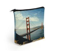 KHAUERBC San Francisco Golden Gate Bridge - Bolsa de maquillaje con cremallera para adultos, pequeña bolsa de maquillaje ligera, bolsas de cosméticos para artículos esenciales de viaje