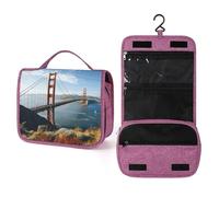 KHAUERBC San Francisco Golden Gate Bridge Neceser para hombres y mujeres, organizador portátil con gancho para colgar, bolsa de cosméticos para accesorios, champú, contenedor de tamaño completo