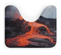 KHAUERBC Tapetes de inodoro con forma de U con diseño de volcán rojo vivo de Kilauea, resistentes a la suciedad, forro polar coral, antideslizante, atrapasuciedad, impermeable, superabsorbente, fácil