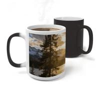 KHAUERBC Taza de café de cerámica Gold Falling between The Trees, 481.9 g, taza de viaje de café de gran capacidad, tazas de té con asa para oficina/hogar, unisex, apta para lavavajillas y microondas.