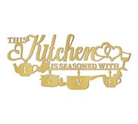 KHayRovies Letrero de pared de metal para cocina, decoración del hogar, This Kitchen is Seasoned with Love Heart Butterfly Wall Art Escultura colgante de palabras, letras de hierro para granja, comedor, cafetería, cafetería al aire libre (B)