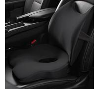 KHBLETDOU Cojines De Asiento De Coche para Conductores De Baja Estatura, Alivio del Dolor De Espalda Baja, Cojín De Coxis para Camión, SUV, Silla De Oficina, Silla De Ruedas(Black Set)