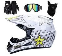 KHBTFNB Casco Completo MTB, con Gafas, Mascarilla, Guantes, Juventud Niño, Fuera de La Carretera, Enduro ATV Scooter Moto, Deporte Extremo, Downhill BMX Dirt Bike Chocar, Unisex, Azul, S/52-53CM