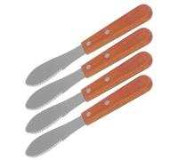 KHBUAB 4piezas Cuchillos para Cortar y Esparcir Queso y Mantequilla con Mango de Madera Herramientas de Cocina Versátiles de Inoxidable Espátulas Pequeñas para Untar Mermelada y Aderezos