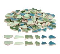 KHBUAB Azulejos de Mosaico de Cerámica Esmaltada en Forma Irregular, Piezas a Granel de 200 G para Manualidades Diy, Fragmentos Verdes Pequeños para Decoración Creativa y Bricolaje