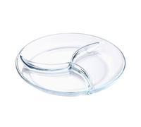 KHBUAB Bandeja de Vidrio Templado Ligera y Fácil de Almacenar Dividida en 3 Compartimentos para Microondas Adecuado para Barbacoas y Comidas al Aire Libre