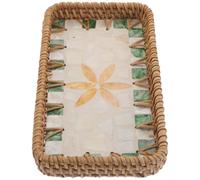 KHBUAB Bandeja Organizadora de Maquillaje de Ratán Adaptable y Portátil para Joyas y Lápiz Labial en Estudio de Maquillaje o Eventos de Salón Diseño Boho Natural