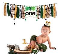 KHBUAB Banderines de Fiesta Reutilizables de Tela para Decoración de Cumpleaños Infantil Temática de Caza Jungla, Fáciles de Usar para Ceremonias y Uso Interior
