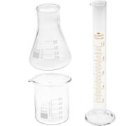 KHBUAB Cilindro de Medición Juego de 3 Piezas de Material Sintético y Botella Cónica Vaso Medidor Graduado de para Proyectos Experimentales Investigación