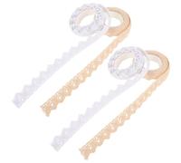 KHBUAB Cinta Washi Autoadhesiva de Encaje de Algodón 4 Rollos Beige y Blanco para Manualidades, Scrapbooking y Decoración de Bodas Patrón Delicado y Adhesivo Fuerte