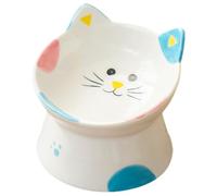 KHBUAB Comedero Elevado para Gatos de Cerámica Diseño Ancho y Superficie Lisa, Fácil de Limpiar y Que No Toca Bigotes ni Nariz, Adecuado para Uso Diario