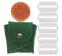 KHBUAB Cuchillo para Marcar Masa de Pan Mango de Madera de Caoba y 5 Cuchillas Reemplazables, Herramienta para Cortar Pan Artesanal, Kit Funda de Fieltro Verde, Adecuado para Masa Madre