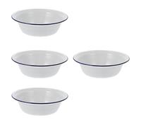 KHBUAB Cuencos de Esmalte para Sopa Casera 20 CM Blancos, Set de 4 Piezas Resistentes, Ideales para Reuniones Informales y Uso Diario Cocina