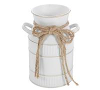 KHBUAB Jarrón de Hierro Vintage con Asa, Florero Metálico Retro de Estilo Europeo, Maceta Decorativa Compacta para Flores Secas y Plantas, Decoración Rústica para Hogar y Oficina