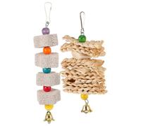 KHBUAB Juguete Masticable para Moler Dientes 2 Piezas de Piedra y Hueso de Sepia y Suplemento de Calcio Color Aleatorio para Loros y Pájaros para