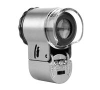 KHBUAB Lupa de Joyería Portátil 50x Luz Led, Microscopio 50x de Abs y Lente Acrílica, Plata, para Monedas y Caligrafía, Joyeros y Aficionados