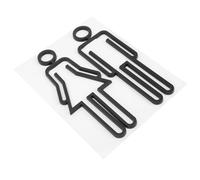 KHBUAB Placa Señalización para Baño Masculino y Femenino, Placa de Identificación de Inodoro Estilo Metal Negro, Señal para Aseos Domésticos y Comerciales, 1 Par de Etiquetas para Puerta