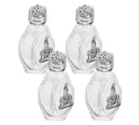 KHBUAB Set de 4 Botellas de Vidrio para Agua Sagrada de 16ml con Diseño Elegante de Rosa, Recargables y Portátiles, Ideales para Bautizos y Uso en Iglesia