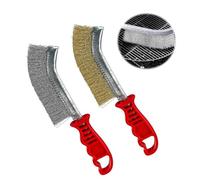 KHDULQ 2 Piezas Cepillo Alambre,Cepillo de Alambre Acero Inoxidable Limpieza Wire Brush Cepillo Metálico con Mango Plástico,para Eliminar Pintura Oxidada y Escoria de Soldadura(Amarillo + Plata)