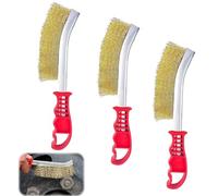 KHDULQ 3 Piezas Cepillo Alambre,Cepillo de Alambre Acero Inoxidable Limpieza Wire Brush Cepillo Metálico con Mango de Plástico,para Eliminar Pintura Oxidada y Escoria de Soldadura(Amarillo)