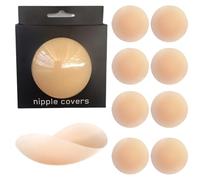 KHDULQ 4 Pares Pezoneras Ultra Finas,Pezoneras Adhesivas Invisibles Cubre Pezones Invisibles Mujer,Nippies Cubre Pezones Invisibles Mujer Fabricadas en Silicona de Calidad Hipoalergénico Redondas 8 CM