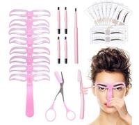 KHDULQ Plantillas de Cejas Reutilizables 8 en 1 Juego-Lapiz Cejas X5-Eyebrow Razor Tijeras Cejas Kit Laminado de Cejas,Cejas Para Principiantes,Reutilizables,Para Cejas,3 Minutos de Maquillaje