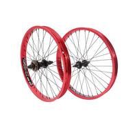 KHE Prism BMX Juego de ruedas de 20 pulgadas, ancho 38 mm, aluminio 7005, anodizado rojo, con engranajes 16T