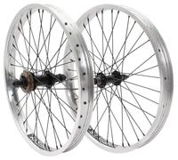 KHE Prism BMX - Juego de ruedas de 20 pulgadas - Plata - Delantera y trasera - Eje 14 mm/10 mm - Rueda libre 16T - 36H - 7005 llantas de aluminio