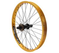 KHE Prism BMX Rueda trasera de 20 pulgadas - Oro - Eje 14 mm - Piñón libre 16T - 36H - 7005 Aluminio Llanta 38 mm - Bicicleta BMX Trasera
