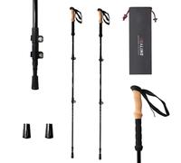 KHEALING Bastones de senderismo de fibra de carbono, retráctiles, agarre de corcho, con bolsa de almacenamiento y tapa para bastones, para senderismo y senderismo