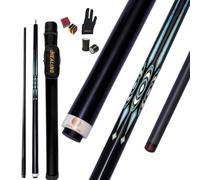 KHEALING Taco de billar de fibra de carbono, punta de 12,9 mm, virola de baquelita negra de 3 mm, 58 pulgadas, taco recto hecho a mano con junta de 19 a 21 onzas, accesorios de piscina para 8 bolas/9